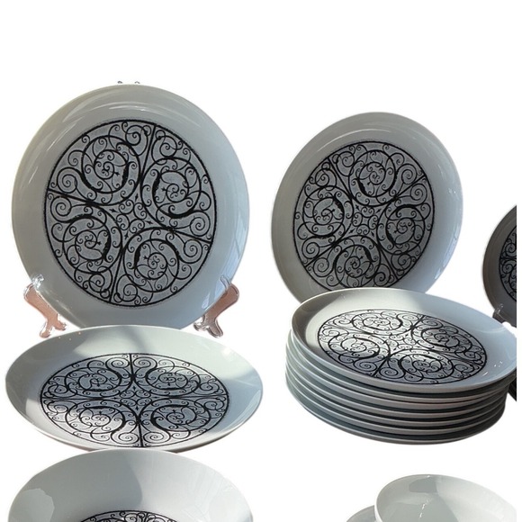 Noritake Esperanza 6924 Vintage China Set of 46 Modern Black & White (Japan) - Picture 10 of 11